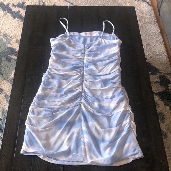 WeWoreWhat Ronnie in Clouds Powder Blue Ruched Lined Revolve Bodycon Mini Dress - Picture 11 of 16